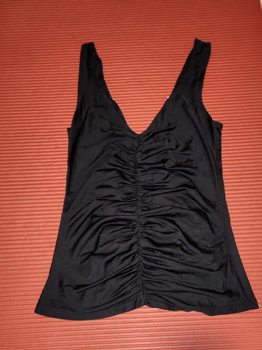 Marciano Black Ruched V-Neck Tank